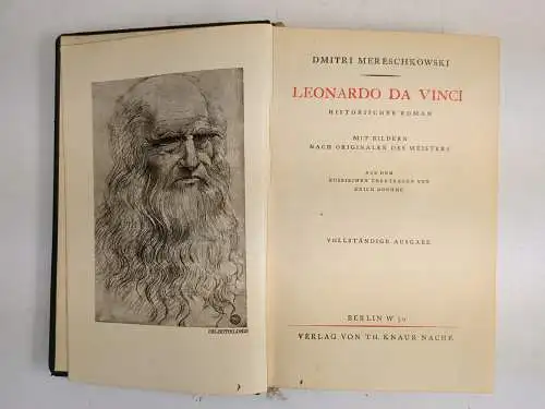 Buch: Leonardo da Vinci, Mereschkowski, Dmitri. 1930, Verlag von Th. Knau 338792