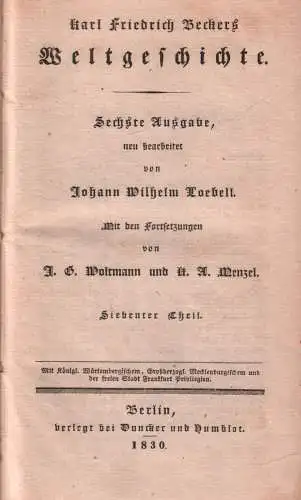 Buch: Beckers Weltgeschichte - Siebenter Theil, Becker, Karl Friedrich, 1830