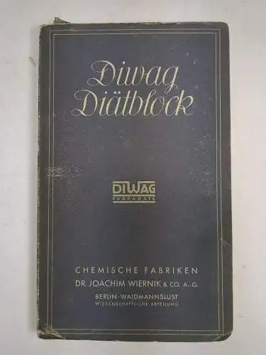 Buch: Diwag Diätblock, Chemische Fabriken Joachim Wiernik & Co., Berlin