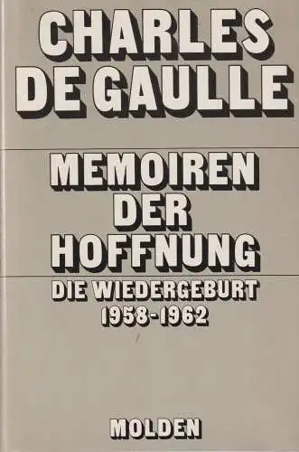 Buch: Memoiren der Hoffnung, Gaulle, Charles de. 1971, Verlag Fritz Molden