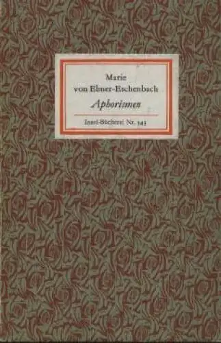 Insel-Bücherei 543, Aphorismen, Ebner-Eschenbach, Marie von. 1982, Insel-Verlag