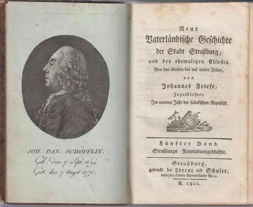 Buch: Neue Vaterländische Geschichte der Stadt Straßburg ... Friese, 5 Bände
