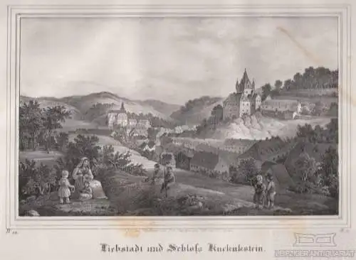 Liebstadt und Schloss Kuckuckstein. Original-Lithographie. Grafik mit... Arldt
