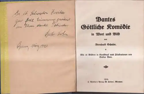 Buch: Dantes Göttliche Komödie in Wort und Bild, B. Schuler, 1916, Pfeiffer