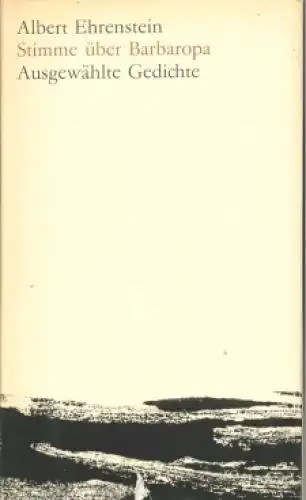 Buch: Stimme über Barbaropa, Ehrenstein, Albert. 1967, Aufbau-Verlag
