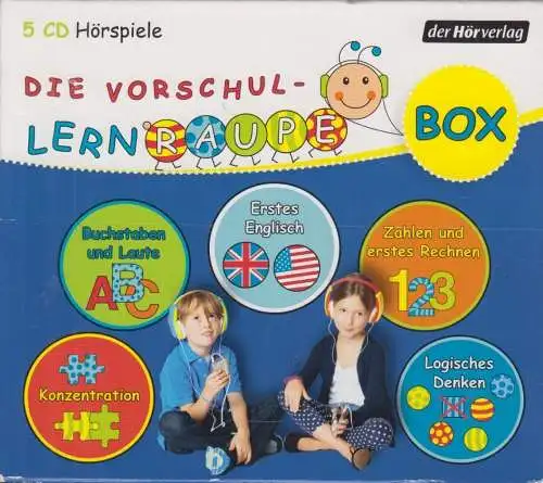 CD-Box: Die Vorschul-Lernraupe. 2016, Erstes Englisch, Konzentration, u.a. 5 CDs