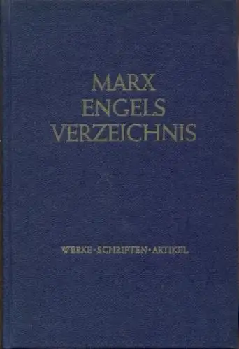 Buch: Marx Engels Verzeichnis, Kliem, Manfred u.a. 1966, Dietz Verlag