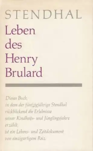 Buch: Leben des Henry Brulard, Stendhal. Gesammelte Werke in Einzelbänden, 1982