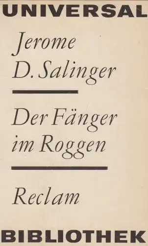Buch: Der Fänger im Roggen, Salinger, Jerome D., Reclams Universal-Bibliothek