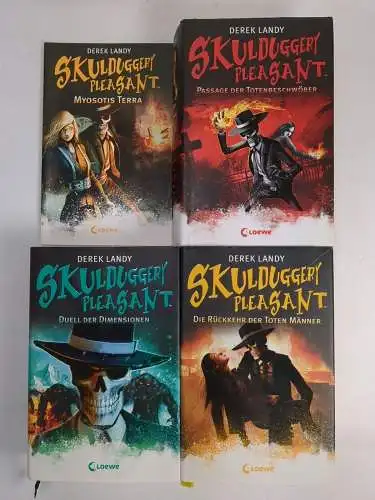 3 Bücher + 1 Heft Skulduggery Pleasant, Band 6-8, Derek Landy, Loewe, signiert!