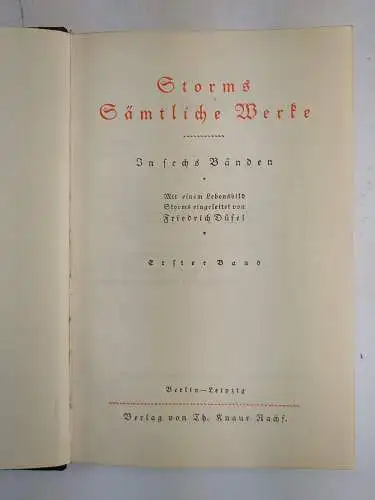 Buch: Storms Sämtliche Werke in sechs Bänden, Th. Knaur Verlag, 6 in 3 Bänden