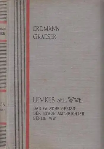 Buch: Lemkes sel. Wwe, Humoristischer Roman. Graeser, Erdmann, 1928, P. Franke