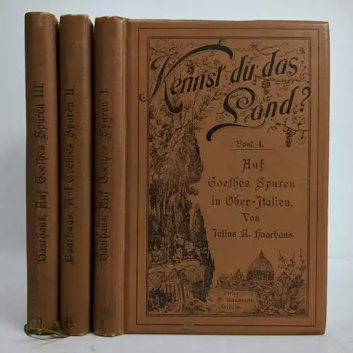 Buch: Auf Goethes Spuren in Italien 1-3, J. R. Haarhaus, Naumann, 3 Bände, 1896