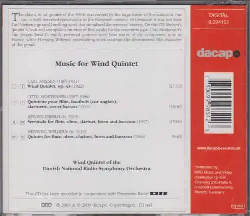 CD: Danish National Radio Symphony Orchestra, Music for Wind Quintet, 2000