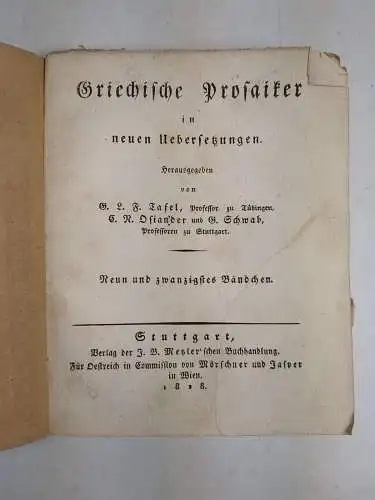 Buch: Appolodor's Mythologische Bibliothek Erstes Bändchen, 1828, Metzler