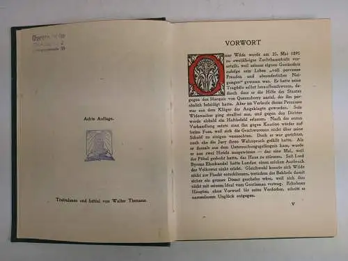 Buch: De Profundis, Aufzeichnungen und Briefe, Wilde, Oscar, 1905, S. Fischer