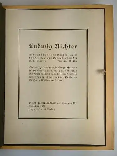 Mappe: Ludwig Richter - 100 Zeichnungen, zweite Reihe, Hugo Schmidt Verlag, 1917