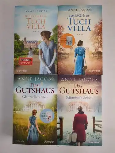 4 Bücher Anne Jacobs: 2x Das Gutshaus + 2x Die Tuchvilla, Zeiten, Töchter, Erbe