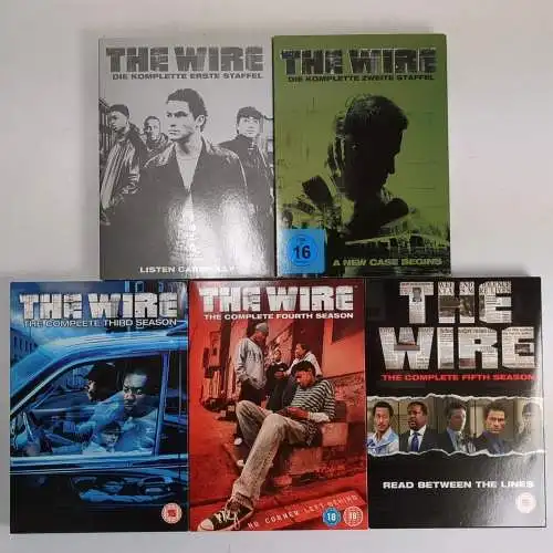 5 DVD Boxen: The Wire Staffel 1-5 (komplett), David Simon,  Dominic West, Serie