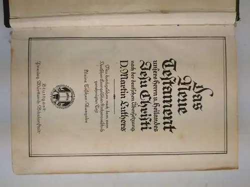 Biblia: Das Neue Testament unsere Herrn und Heilands Jesu Christi, 1929, Luther