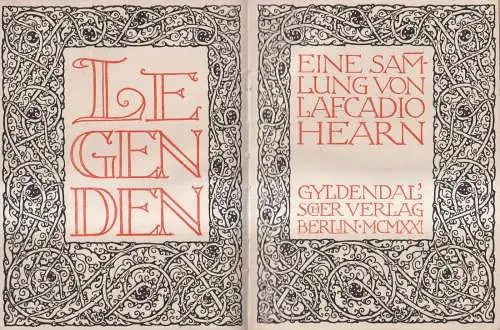Buch: Legenden, Eine Sammlung Lafcadio Hearn, 1921, Gyldendalscher Verlag