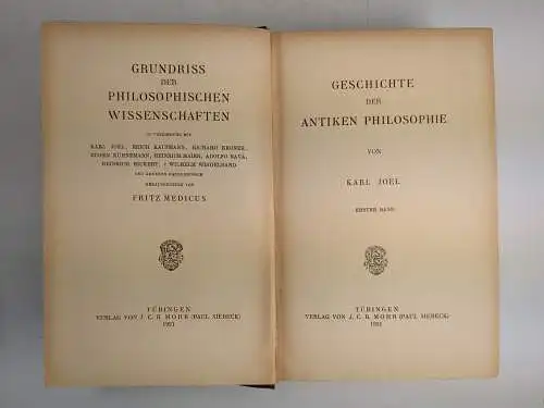 Buch: Geschichte der antiken Philosophie Band 1, Karl Joel, 1921, Mohr