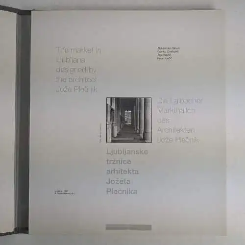 Buch: Die Laibacher Markthallen des Architekten Joze Plecnik, 1996, Rokus