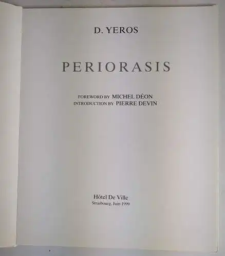 Buch: Periorasis, Dimitris Yeros, 1999, Hotel De Ville, Strasbourg, Fotografie