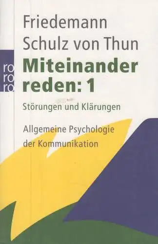 Buch: Miteinander reden 1, Schulz von Thun, Friedemann, Rowohlt, gebraucht, gut