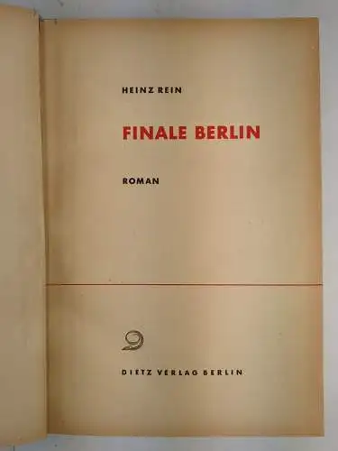Buch: Finale Berlin, Rein, Heinz. 1948, Dietz Verlag, gebraucht, akzeptabel