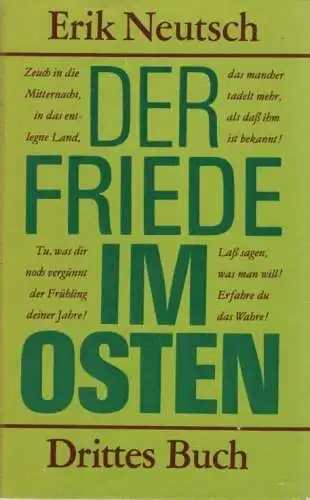 Buch: Der Friede im Osten. Drittes Buch, Neutsch, Erik. 1985, gebraucht, gut