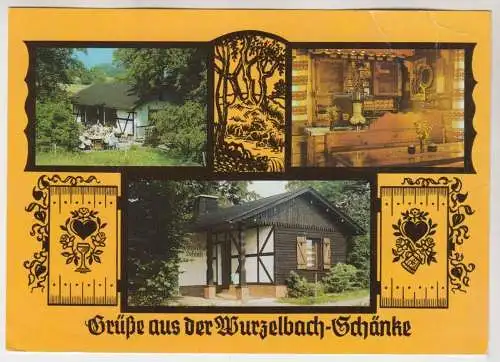 AK Grüße aus der Wurzelbach-Schänke, Bild und Heimat, gelaufen, gebraucht gut