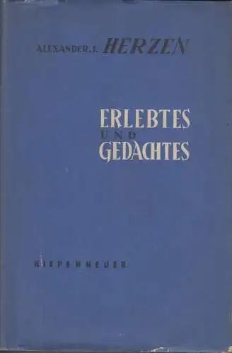 Buch: Erlebtes und Gedachtes, Herzen, Alexander J. 1953, gebraucht, gut