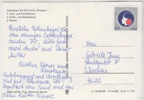 AK FDGB-Erholungsheim Julian Marchlewski, ca. 1985, Bild und Heimat, gelaufen