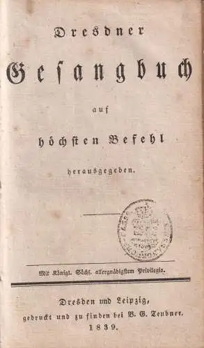 Buch: Dresdner Gesangbuch. 1939, B. G. Teubner Verlag, gebraucht, gut