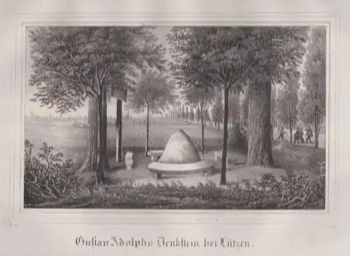 Gustav Adolphs Denkstein bei Lützen. Original-Lithographie. Grafik, 1840