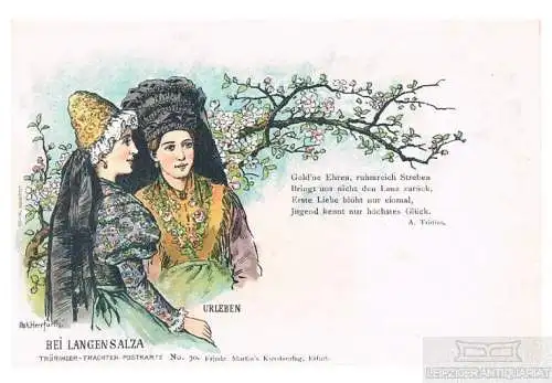 AK Thüringer Trachten. Urleben bei Langensalza, Postkarte. 1923, gebraucht, gut