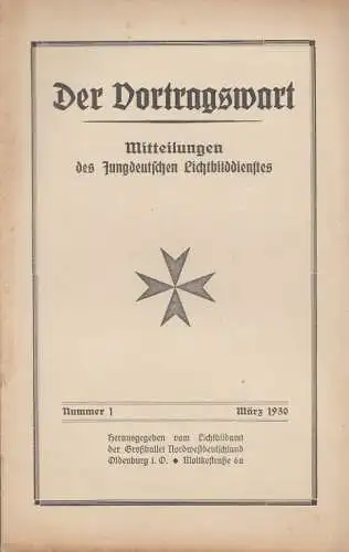 Buch: Der Vortragswart - Mitteilungen des Jungdeutschen... Behrens, Dr. H. 1930