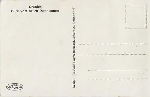 AK Dresden. Blick vom neuen Rathausturm. ca. 1935, Postkarte. Serien Nr