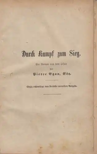 Buch: Frauenehre / Durch Kampf zum Sieg, Pierce Egan der Jüngere, 2 Bände