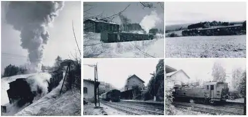 5 Original Schwarzweißfotos Dampflok 94 2105-8, Bahnhof Eibenstock unt Bf, 1975