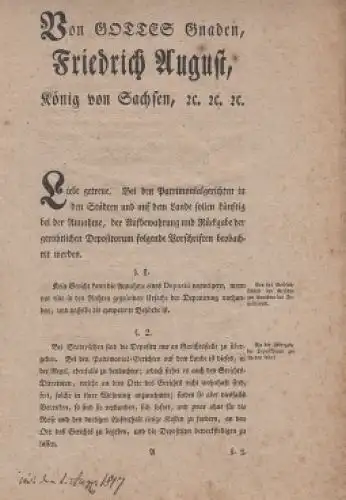 2 lose Faltblätter: Liebe getreue. Friedrich August I., 1817, Dresden