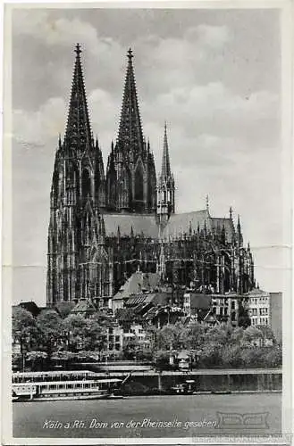 AK Köln a. Rh. Dom von der Rheinseite gesehen. ca. 1939, Postkarte. Ca. 1939