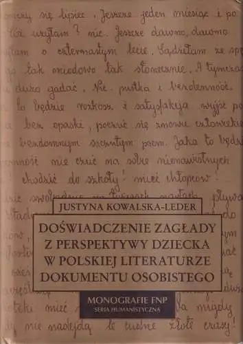 Buch: Doswiadczenie zaglady z perspektywy dziecka ... Justyna Kowalska-Leder