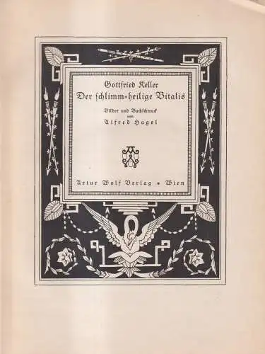 Buch: Der schlimmheilige Vitalis, Gottfried Keller, 1921, Artur Wolf Verlag