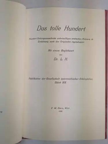 Buch: Das tolle Hundert, Zeitungsausschnitte unfreiwilligen erotischen Humors