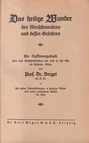 Buch: Das heilige Wunder des Menschwerdens und dessen Gefahren, Bergel, Meyer