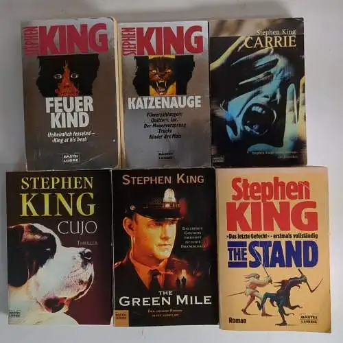 5 Bücher Stephen King: Cujo; Carrie; Katzenauge; Feuerkind, Green Mile; Stand