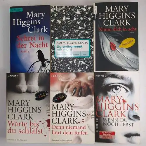 6 Bücher Mary Higgins Clark: Schrei in der Nacht, Nimm dich in acht, Warte bis..