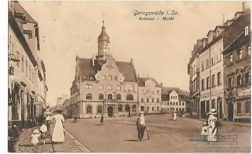 AK Geringswalde i. Sa. Rathaus-Markt. ca. 1916, Postkarte. Ca. 1916